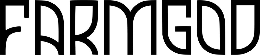 The FARMGOD logo in black on white